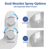 WATERLACE Bidet Attachment for Toilet Seat Water Pressure - Non Electric Bidets Self Cleaning Sprayer - Dual Nozzle Bidet Attachments Toilets Spray - Adjustable Bidets Wash Butt Cleaner for Bathroom