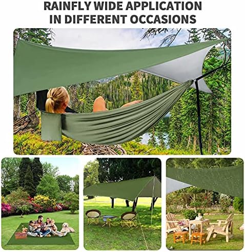 Camping Hammock - Hammocks with Mosquito Net Tent and Rain Fly Tarp, Portable Single & Double Nylon Parachute Hammock with Heavy Duty Tree Strap, Indoor Outdoor Backpacking Survival Travel