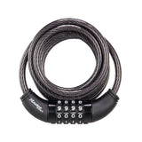 Master Lock Black Set Your Own Combination Bike Lock, Metal Cable Lock has a Weather Resistant Vinyl Coating for Outdoor Equipment, Bicycles, 6 Feet Long, 8114D