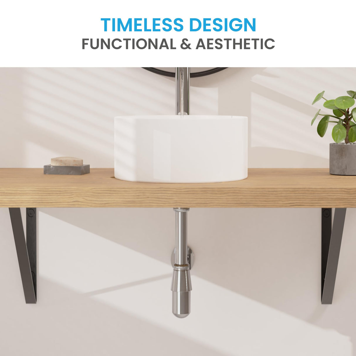 Bächlein Cup Siphon Universal for Washbasin & Washstand, Odour Trap with Cleaning Opening + Installation Instructions - Drain Fitting Precisely - Design Siphon Drain Fitting Bottle Siphon