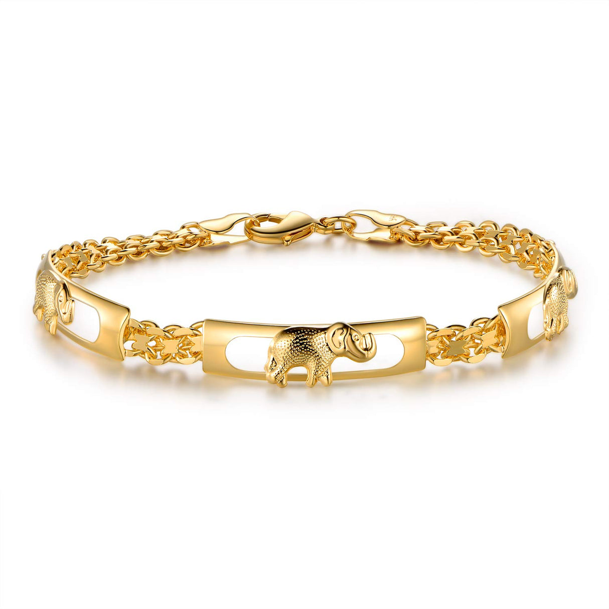 Barzel 18K Gold Plated Elephant Bracelet For Women Elephant Jewelry (Gold BR158)