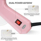 ROMECH Full Size Hot Glue Gun with 60/100W Dual Power and 21 Hot Glue Sticks (7/16"), Fast Preheating Heavy Duty Industrial Gluegun with Storage Case for Crafting, DIY and Repairs (Pink)