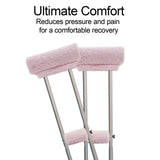 SPRING SEAON Crutches Padding Universal Crutch Pads for Armpits and Hand Grips Pads for Crutches Underarm Crutch Cushions Fluffy Crutch Covers Machine Washable (Pink)