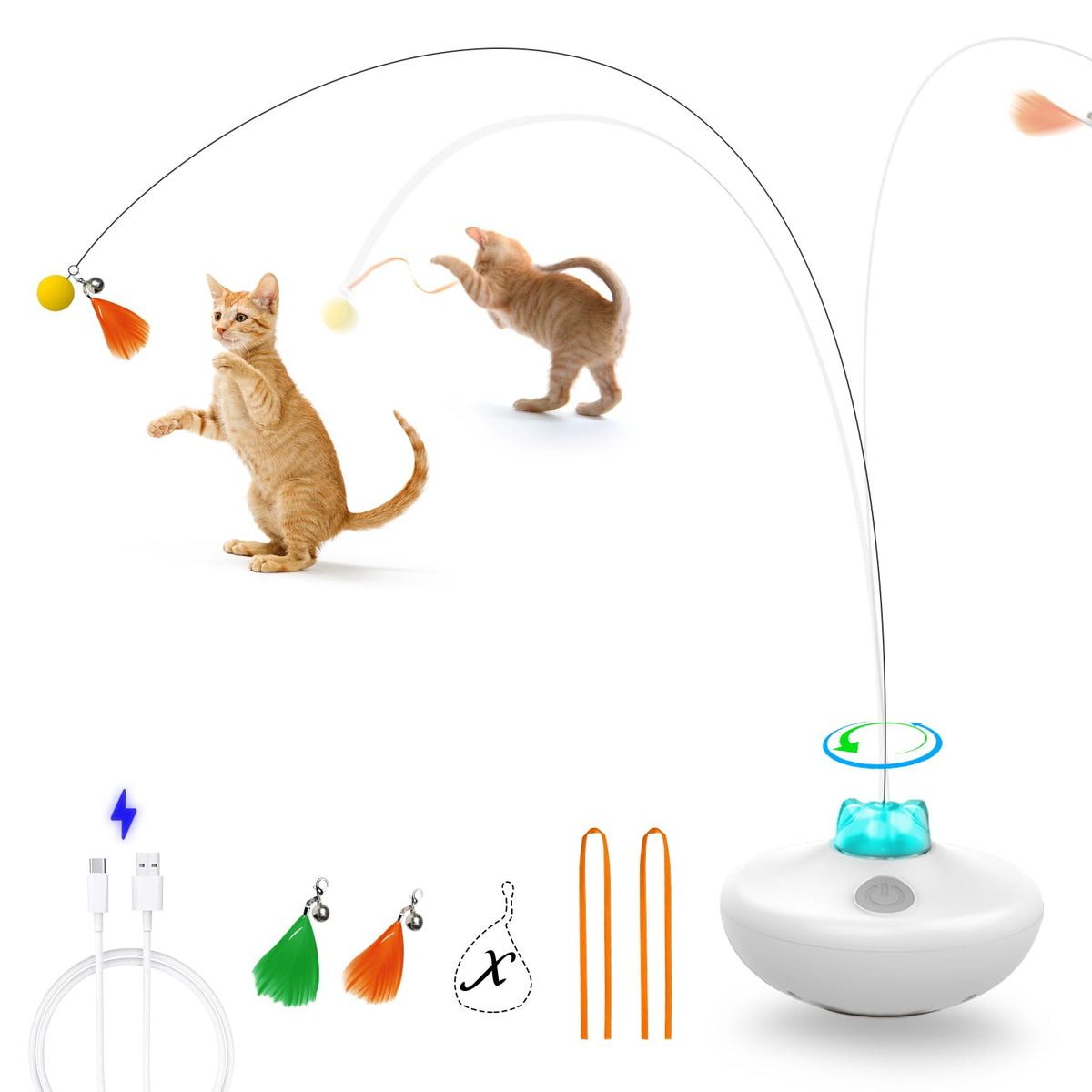 Oxawo Interactive Cat Toys Indoor Cats Toy Automatic Moving Feather Wand