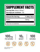 BulkSupplements.com Fisetin Powder - Nutritional Supplement, Fisetin 100mg, Antioxidants Source - Pure & Gluten Free, 100mg per Serving, 10g (0.35 oz) (Pack of 1)