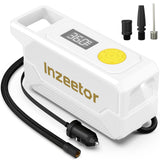 Inzeetor 150 PSI Tire Inflator Portable Air Compressor, 12V DC Auto Shutoff Air Pump with Digital Pressure Gauge and Emergency LED Light for Car Tires, Bicycle & Balloons, White