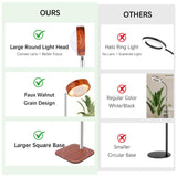 FECOLGT Grow Light for Indoor Plants, Full Spectrum Floor Plant Lamp with Convex Lens, Timer 6/12/18H, Faux Walnut Wood Grain, 12-57 inches Height Adjustable Desktop and Standing Growing Light