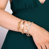 Lamdo 18K Gold Plated Stackable Floral Bracelet Set for Women, 4-Piece