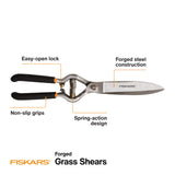 Fiskars 5" Forged Grass Shears, Handheld Grass Clippers for Lawn & Garden