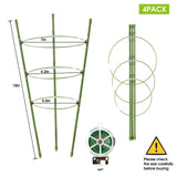 4 Pack Tomato Cage, 24 inches Plant Support Cages for Garden, Upgrade Garden Plant Stakes with Adjustable Rings, Plants Trellis for Tomato, Flower, Climbing Plants, with Twist Tie