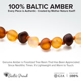 Baltic Amber Necklace & Bracelet Gift Set (Unisex Raw Multi 12.5"/5.5")
