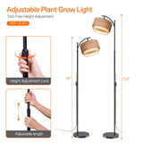 Bstrip 65-72.8 Inches Adjustable Grow Light for Indoor Plants, Boho Rattan & Fabric Shade Standing Grow Lamp, 25W 3000K Full Spectrum LED Plant Light with Auto On/Off Timer