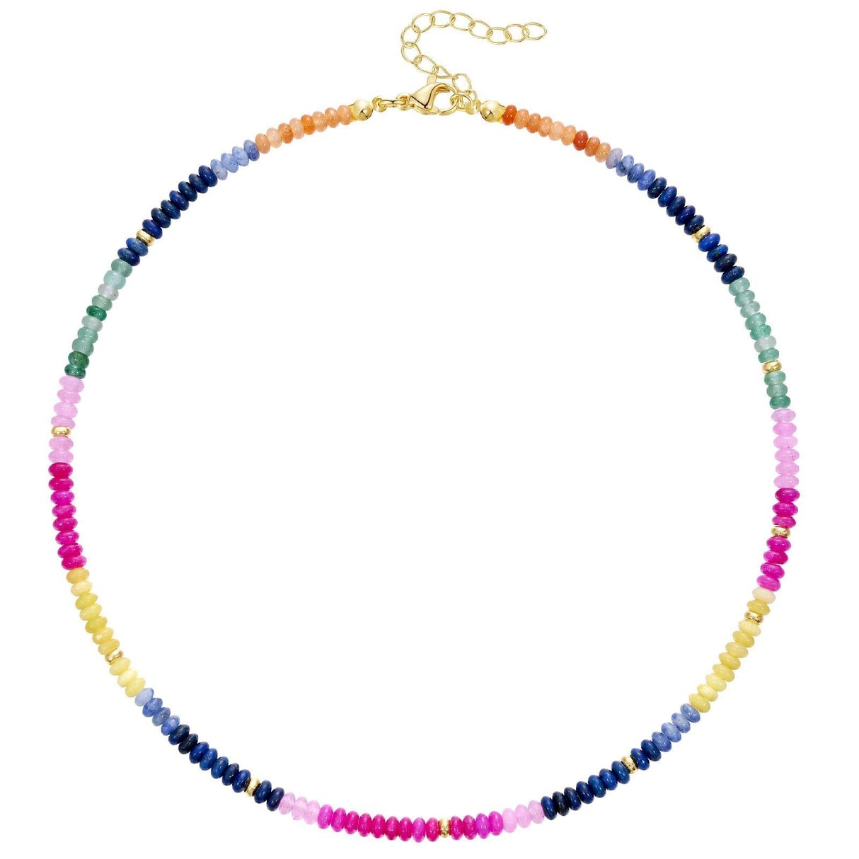 KELORIS PATH Beaded Necklace for Women, Colorful Gemstone Choker for Summer(05)