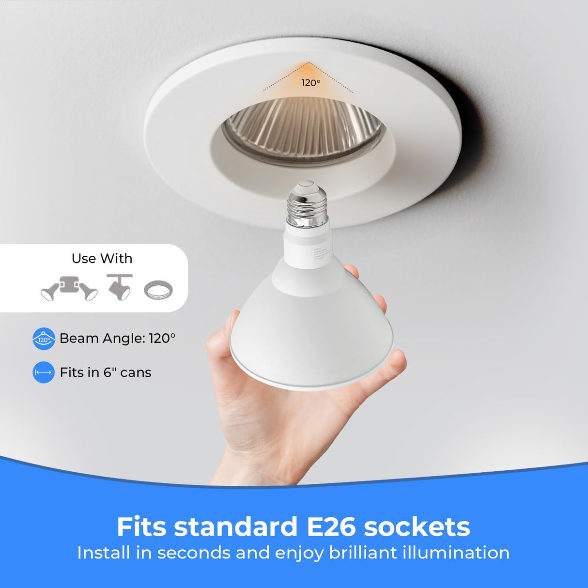GvvooHome LED Flood Light Bulbs, PAR38 Outdoor Flood Light Bulb 5000K,13W 100W Equivalent, Daylight White LED Floodlight Dimmable, Waterproof for Porch Yard Garage, E26 Base, 15,000 Hrs, 2 Pack
