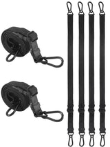 24 Inch Adjustable Carabiner Bungee Cords with 190 Lbs Max Break Strength - Adjust from 17" to 24" - Heavy Duty Flat Carabiner Bungee Straps with Upgraded Hooks for Tents, Cargo, Luggage, etc (4 Pcs)