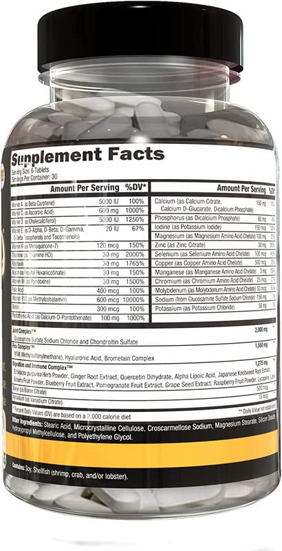 CONTROLLED LABS Orange Triad Daily Multivitamin, Iron Free Sports Supplement for Workout, Digestion, Immune, and Joints, 30 serv Muscle Building and Recovery Tablets