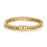 Personalized Cuban Link Bracelet for Men – Stainless Steel Custom Bracelet with Engraved Names Mens Bracelet Gifts for Birthday Anniversary Father’s Day Christmas (Gold-2 Names)