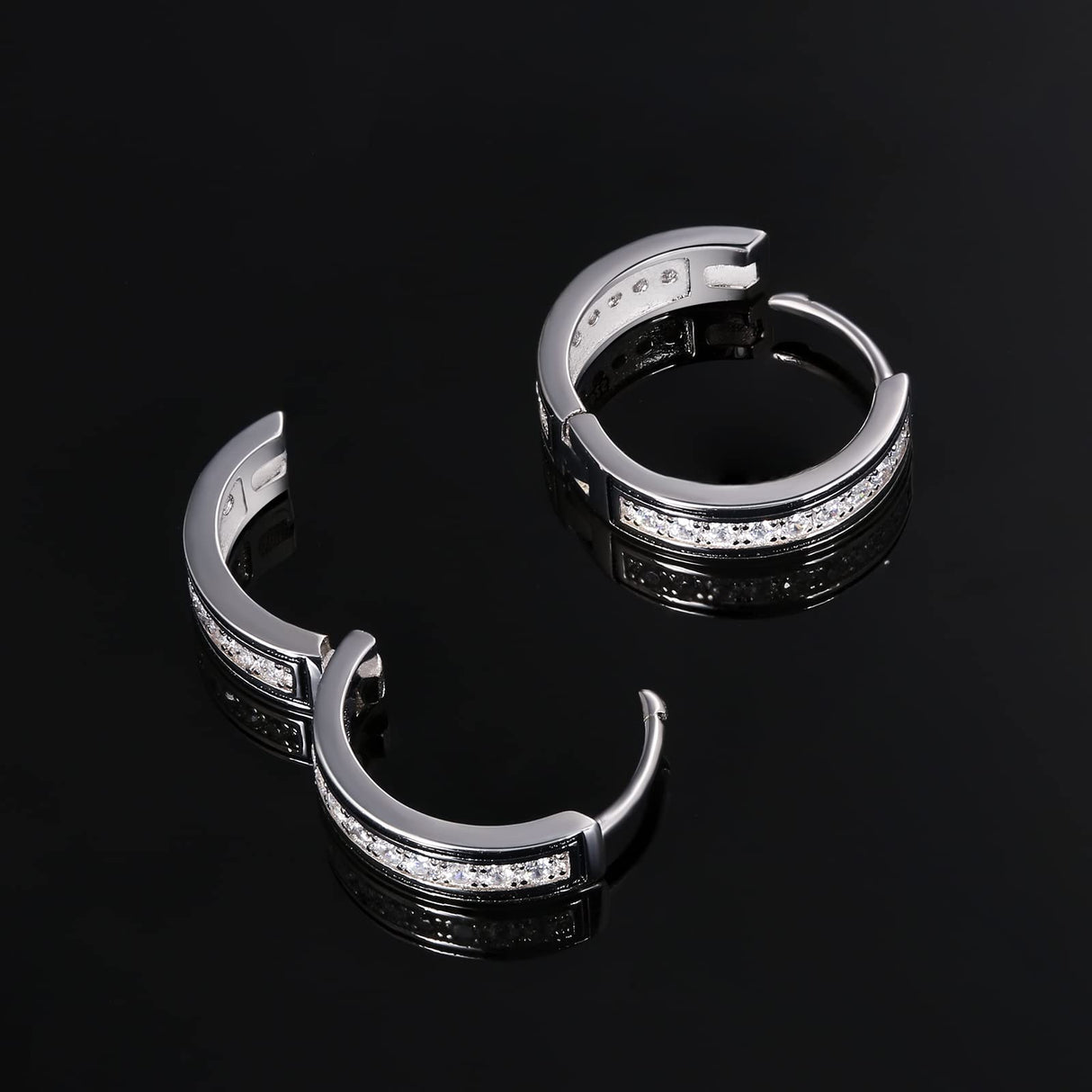 KRKC&CO Hoop Earrings Men, Sterling Silver, 14K/White Plated Hypoallergenic