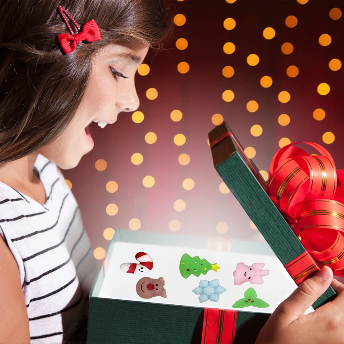 Anditoy 100 PCS Christmas Mochi Squishy Toys Squishies Christmas Toys for Kids Girls Boys Toddlers Christmas Party Favors Stocking Stuffers Gifts