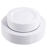 FLOWERCAT 60PCS White Plastic Plates - Heavy Duty White Disposable Plates for Christmas/Thanksgiving Party/Wedding -serve for 30 guests Include 30PCS 10.25" & 30PCS 7.5" Plates for Party