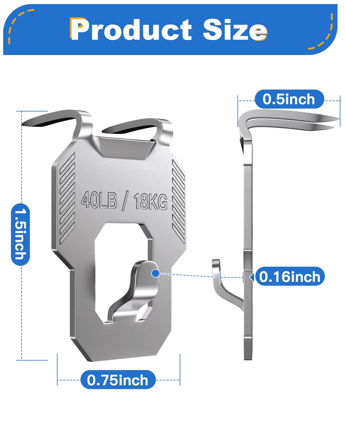 40Pcs Drywall Picture Hanger Claw: Holds Up to 40Lbs Easy Tool-Free Nail-Free Wall Hooks for Hanging Picture Mirror Photo Poster Kit - No Damage Heavy Duty Wall Hanger for Room Office Decor