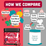 Llama Naturals Kids Multivitamin Gummies, Vegan, Organic with Vitamin D, C & K, Toddler Real Fruit Gummy Vitamins, Chewable Supplement, Whole Food Multivitamin, No Added Sugar Cane, Cherry, 2 Pk