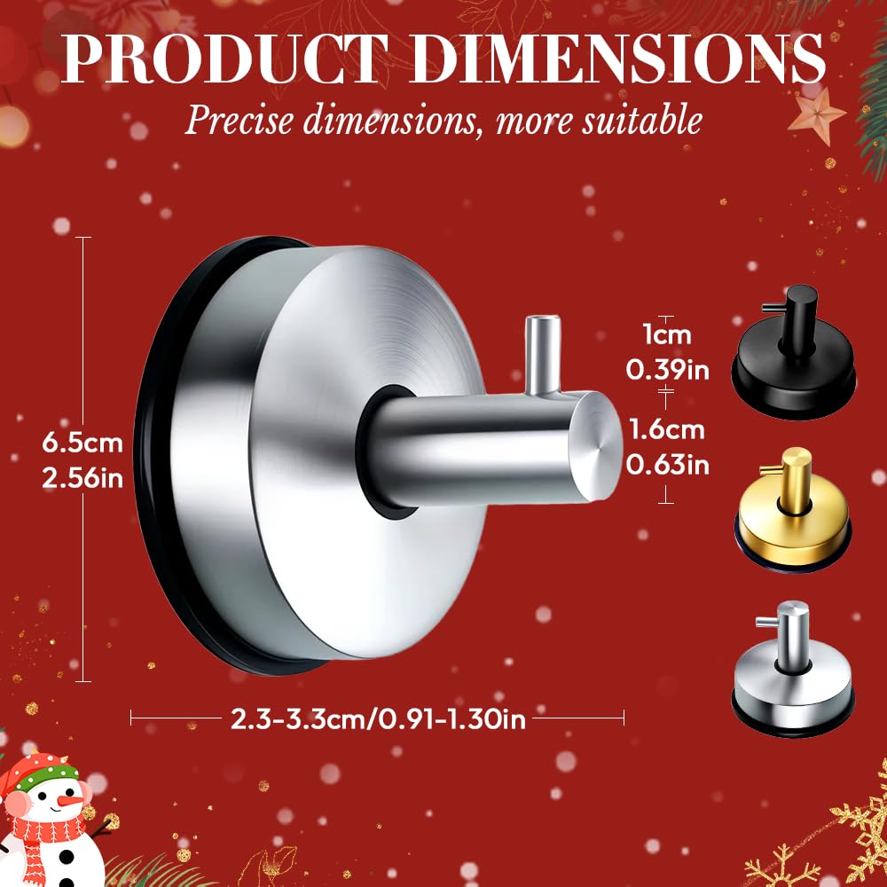 Fauppt 2PCS Suction Cup Hooks for Door Wreaths on Glass Suction Cup Hooks for Shower,2025 Hanging Towels for Window Door Bathroom Mirrors Christmas,Wreath Hanger Holder for Daily Use (Gold-2pc)