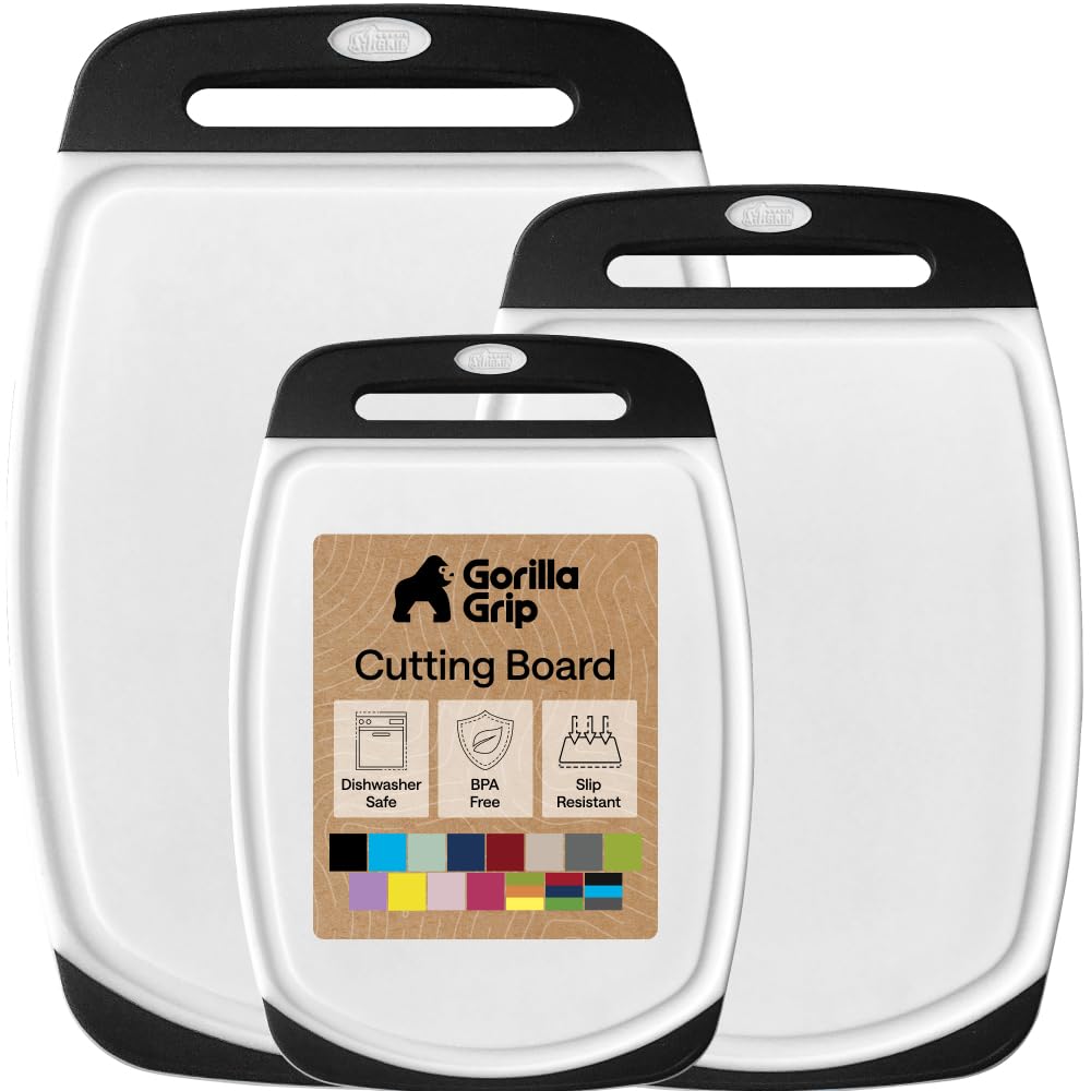 GORILLA GRIP Cutting Board, Slip Resistant and Nonporous, BPA-Free, Black