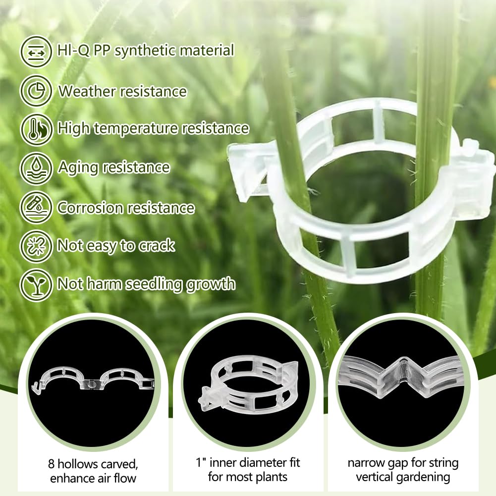 Plant Support Clips, Reusable Garden Clips for Securing Plants (100, White)