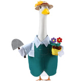 EKOREST Gardener Porch Goose Outfits for 23 Inch Lawn Statue, Summer Gardener with Flower Pot and Shovel Costume for Plastic/Cement Statue, Spring Sculpture Clothes for Yard Patio Party Decoration