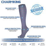 CHARMKING Compression Socks for Women & Men (8 Pairs) 15-20 mmHg Graduated Copper Support Socks are Best for Pregnant, Nurses - Boost Performance, Circulation, Knee High & Wide Calf (S/M, Multi 41)