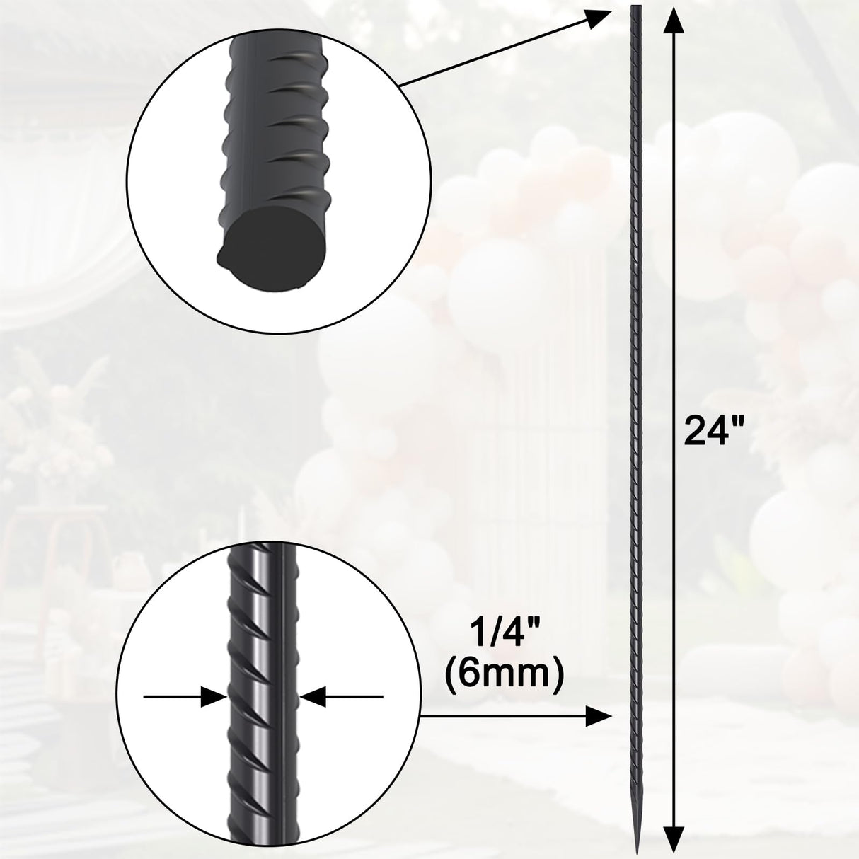 EUOKOK Rebar Stakes 24 Inch Straight Metal Spikes (40pcs) Ground Anchors