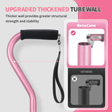 BeneCane Quad Cane Adjustable Walking Cane with Offset Soft Cushioned Handle for Men & Women Lightweight Comfortable with 4-Pronged feet for Extra Stability(Pink)