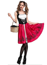 Simplecc Women Little Red Riding Hood Costume Christmas Halloween Party Dress with Cape Medium
