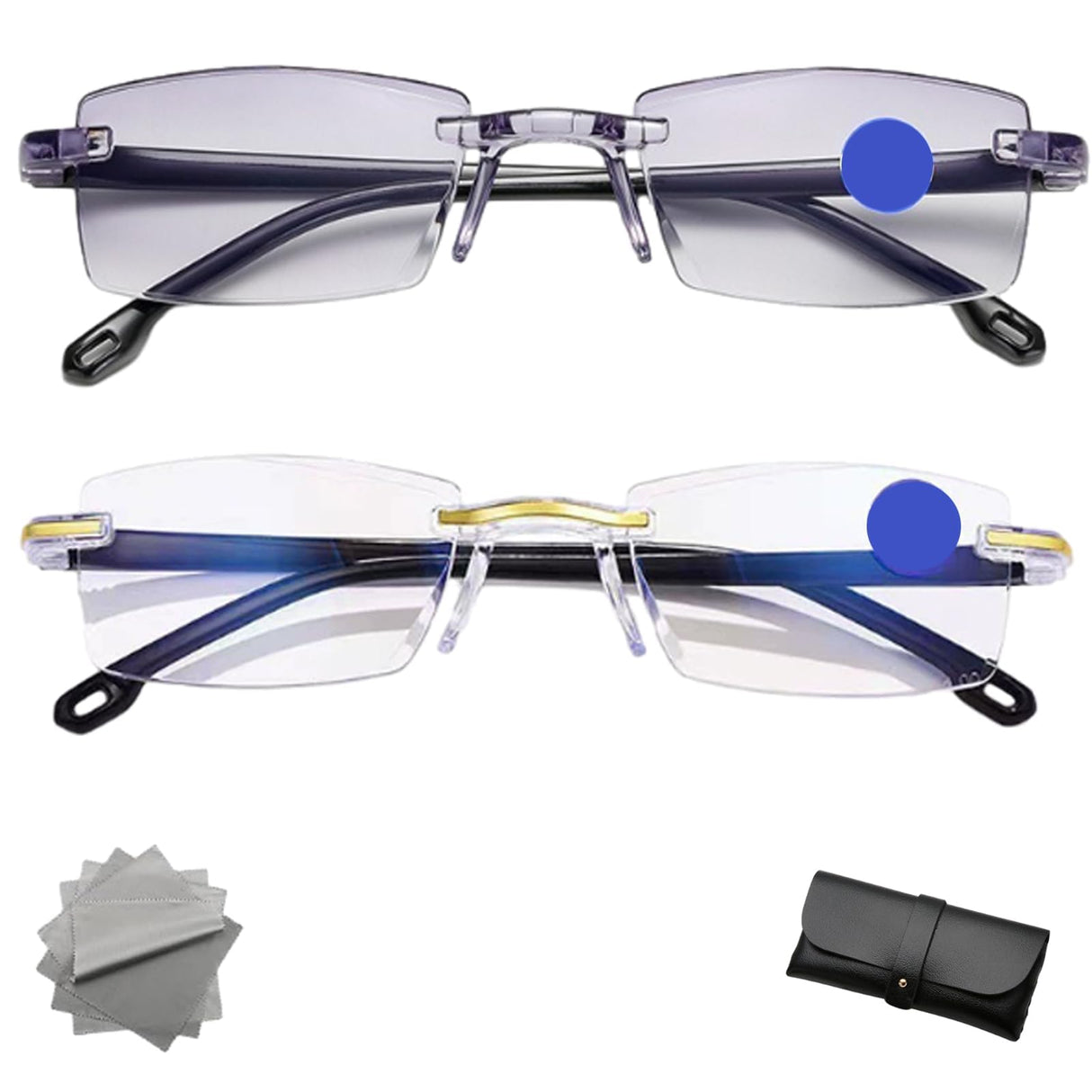 2026 Self Intelligent Dual Focus Glasses, Adjustable Auto Focus Eyeglasses with Case and Glasses Cloth for Women Men (2PCS-A)