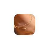 ChicSilver Gold Ankle Bracelets for Women Waterproof 14k Gold Anklets for Women Dainty Heart Layered Initial Anklet With Letter M
