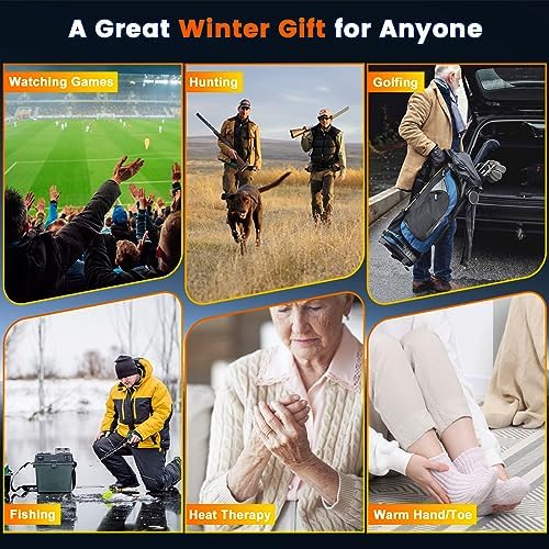 Hand Warmers Rechargeable, 14000mAh Electric Hand Warmer 2 Pack Dual-Sided Heating 17Hrs Warmth Max 131℉ USB-C Portable Pocket Heater for Raynauds, Hunting, Golf, Camping