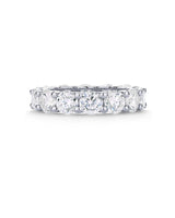 PAVOI Rhodium Plated Eternity Ring for Women | Statement Eternity Band Rings with Round Cubic Zirconia | Stackable Wedding Band | Love Engagement Trendy Bridal Jewelry - White, Size 7