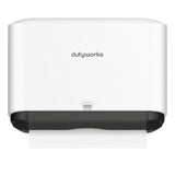 DUTYWORKS Paper Towel Dispenser Wall Mount, Multifold Paper Towel Holder Adhesive Hand Towel Dispenser for Bathroom Kitchen Commercial, White