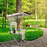 BDL Camping Chair with Canopy Shade Portable Folding Beach Chairs with Cooler, Mesh Backrest, Cup Holder, and Pocket for Camping, Fishing, Beach, and Sports