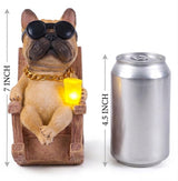 Scoomor Solar French Bulldog Garden Statue, Funny Frenchie Dog Figurine for Outdoor Yard, Patio, & Lawn Décor, Unique Frenchie Gifts for Housewarming & Birthday,7 Inch Resin (Fawn)