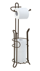SunnyPoint Freestanding Toilet Paper Holder with Storage – Holds 3 Spare Rolls, Heavy-Duty Steel, Oil Bronze Finish, Easy Assembly, Space-Saving Bathroom Organizer