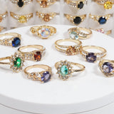50PCS Fashion Wholesale Lots,Bulk Rings Colorful Rhinestone Ring