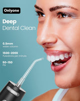 Onlyone Water Dental Flosser, 300ML Portable Oral Irrigator for Teeth, 4 Modes and 5 Jet Tips,Rechargeable Irrigation Cleaner,Electric Flossing Machine Power Flossers & Irrigator Accessories White