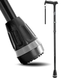 HEALTHBAZAAR All Terrain Walking Cane for Men & Women, Lightweight, Foldable, Adjustable, Shock Absorption, Collapsible Walking Stick for Seniors (Black)