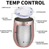 12oz/4 Pack Wine Tumbler Glasses with Lid Stemless Double Wall Vacuum Stainless Steel Travel Tumbler Keeping Cold & Hot for Wine,Coffee,Cocktails,Christmas Drinks-Family and Gifts(Multi color-bright)