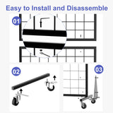 DEYEGELEA 3-Pack 2'x5.5' Ft Gridwall Panel Display Stands Heavy Duty Floor Standing Retail Display Rack with Triangle Base for Retail Art Show With 20 Hooks Christmas and Thanksgiving Outdoor Decoration Display Stand (1)