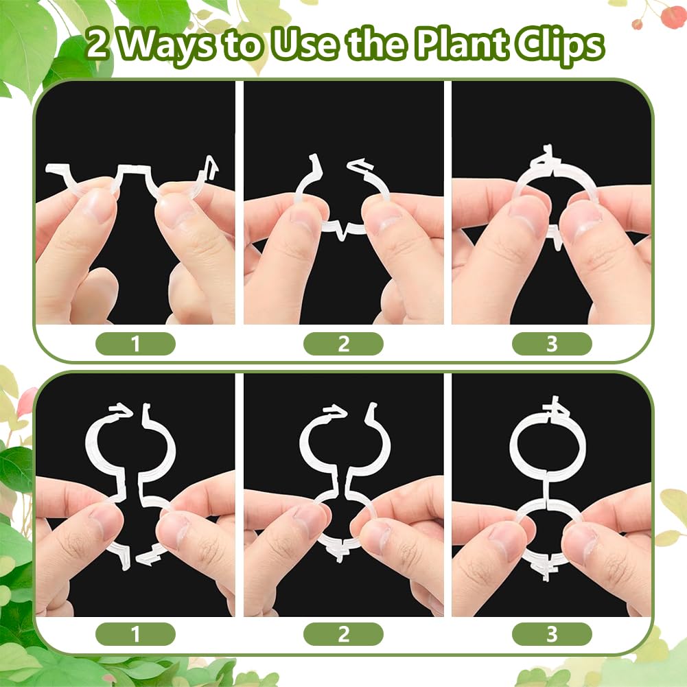 Plant Support Clips, Reusable Garden Clips for Securing Plants (100, White)