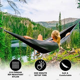 SZHLUX Camping Hammock Double & Single Portable Hammocks with 2 Tree Straps and Attached Carry Bag,Great for Outdoor,Indoor,Beach,Camping,Black & Grey, Large