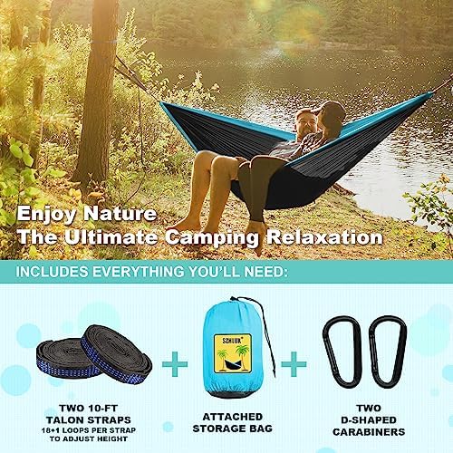 SZHLUX Camping Hammock Double & Single Portable Hammocks with 2 Tree Straps, Great for Hiking,Backpacking,Hunting,Outdoor,Beach,Camping